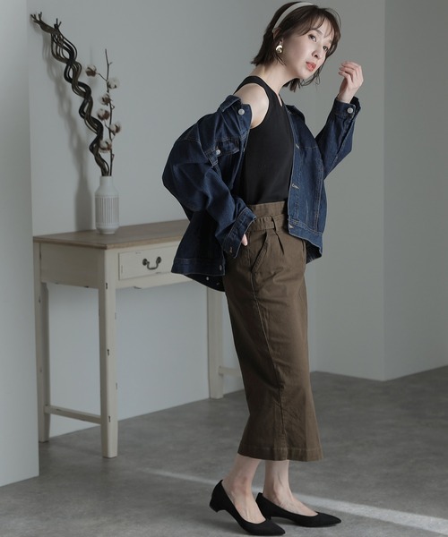 ElegChic（エレグシック）の「ワッフルタンクトップ（タンクトップ・レディース・ホワイト/ブラック/ネイビー/カーキ/杢グレー・3L/M/L/4L/XL）」の9枚目の写真