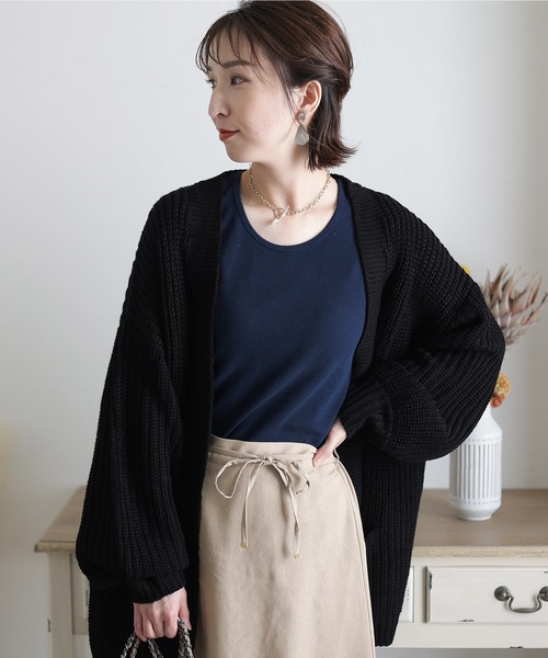 ElegChic（エレグシック）の「ワッフルタンクトップ（タンクトップ・レディース・ホワイト/ブラック/ネイビー/カーキ/杢グレー・3L/M/L/4L/XL）」の10枚目の写真