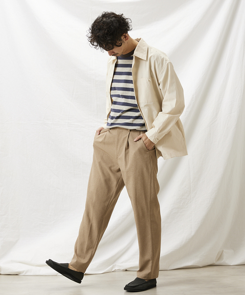 JOURNAL STANDARD relume（ジャーナルスタンダード　レリューム）の「60/40 オーバーサイズ カラーシャツジャケット（シャツ/ブラウス・メンズ・ブラック/グリーン/マスタード/ナチュラル・MEDIUM/LARGE）」の10枚目の写真