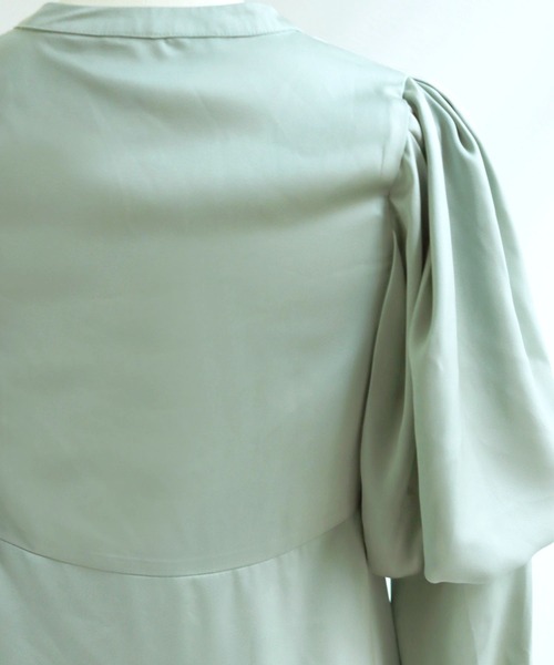 HER CLOSET（ハークローゼット）の「【TWENTY THREE】パフスリーブサテンロングワンピース（ワンピース・レディース・ブラック/ベージュ/ミント・FREE）」の21枚目の写真