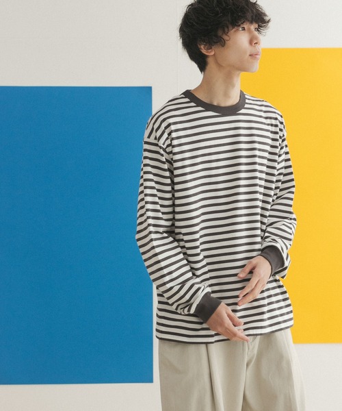 FORK&SPOON（フォークアンドスプーン）の「『ユニセックス』FORK&SPOON　ボーダーロングスリーブTシャツ（Tシャツ/カットソー・メンズ・グレー系その他/ブルー系その他/イエロー系その他・4/3/5）」の2枚目の写真