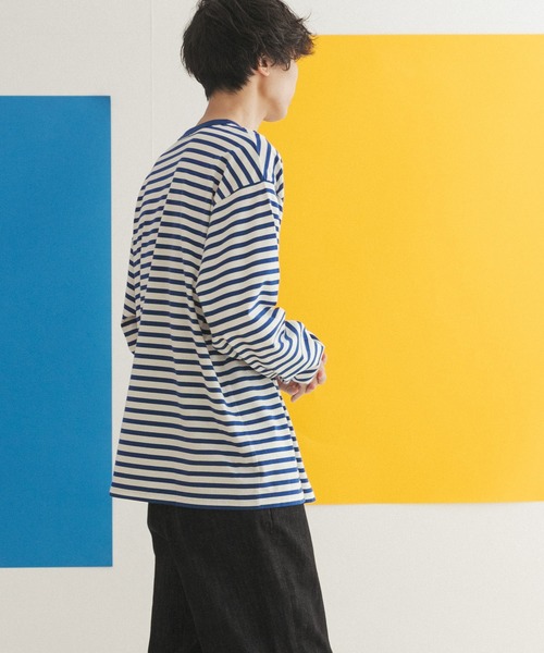 FORK&SPOON（フォークアンドスプーン）の「『ユニセックス』FORK&SPOON　ボーダーロングスリーブTシャツ（Tシャツ/カットソー・メンズ・グレー系その他/ブルー系その他/イエロー系その他・4/3/5）」の5枚目の写真