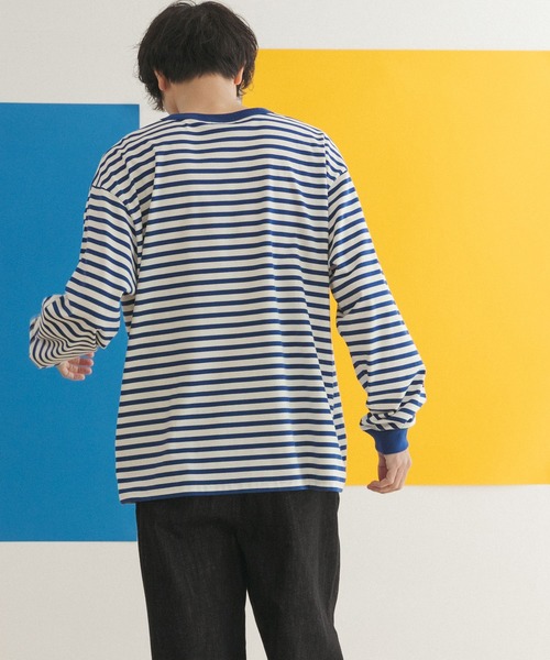 FORK&SPOON（フォークアンドスプーン）の「『ユニセックス』FORK&SPOON　ボーダーロングスリーブTシャツ（Tシャツ/カットソー・メンズ・グレー系その他/ブルー系その他/イエロー系その他・4/3/5）」の6枚目の写真