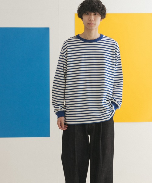 FORK&SPOON（フォークアンドスプーン）の「『ユニセックス』FORK&SPOON　ボーダーロングスリーブTシャツ（Tシャツ/カットソー・メンズ・グレー系その他/ブルー系その他/イエロー系その他・4/3/5）」の7枚目の写真