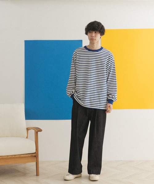 FORK&SPOON（フォークアンドスプーン）の「『ユニセックス』FORK&SPOON　ボーダーロングスリーブTシャツ（Tシャツ/カットソー・メンズ・グレー系その他/ブルー系その他/イエロー系その他・4/3/5）」の8枚目の写真