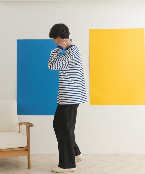 FORK&SPOON（フォークアンドスプーン）の「『ユニセックス』FORK&SPOON　ボーダーロングスリーブTシャツ（Tシャツ/カットソー・メンズ・グレー系その他/ブルー系その他/イエロー系その他・4/3/5）」の9枚目の写真