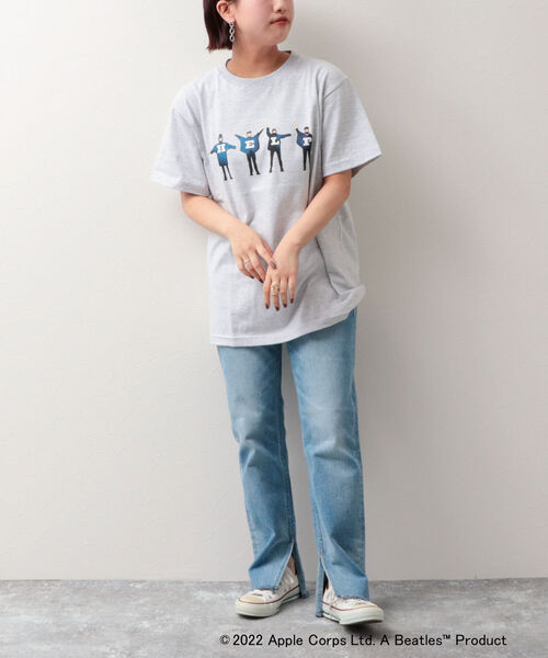 GOOD ROCK SPEED(グッドロックスピード)の「【Good Rock Speed】THE BEATLES ビートルズ「HELP」ビッグシルエット バンドTシャツ(Tシャツ/カットソー・メンズ・ホワイト/ライトグレー・M/L/S)」の4枚目の写真