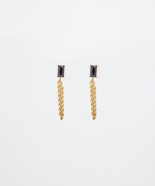 9ban(キューバン)の「【9ban】キューバン/ Black Rectangle pierce(ピアス(両耳用)・レディース・ゴールド・FREE)」の4枚目の写真