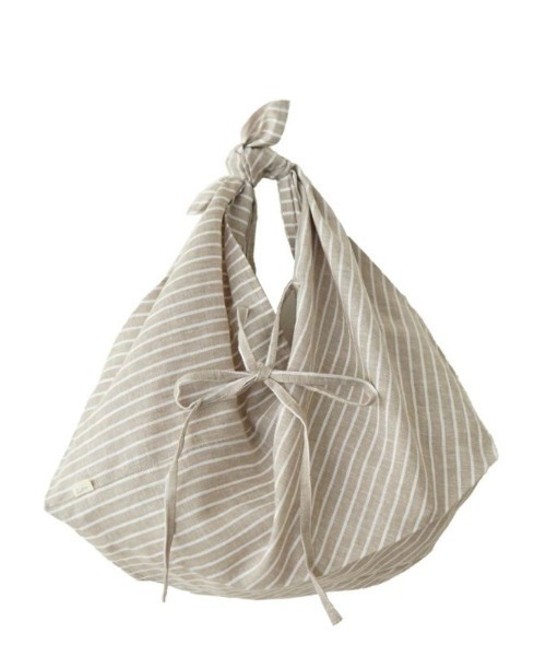 Letra(レトラ)の「オリジナルバッグインバッグ リネンミックス ストライプ ベージュ ミディアム(かごバッグ・レディース・ベージュ・MEDIUM)」の1枚目の写真