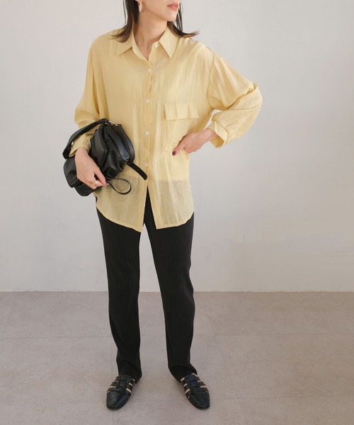 ＡＮＤＪ（アンドジェイ）の「カットオフハイウエストプリーツストレートパンツ（その他パンツ・レディース・アイボリー/ブラック/グリーン/パープル/ブルー/ライム/オレンジ/テラコッタ/モスグリーン/マスタード・M）」の20枚目の写真