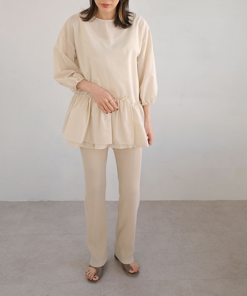 ＡＮＤＪ（アンドジェイ）の「カットオフハイウエストプリーツストレートパンツ（その他パンツ・レディース・アイボリー/ブラック/グリーン/パープル/ブルー/ライム/オレンジ/テラコッタ/モスグリーン/マスタード・M）」の15枚目の写真