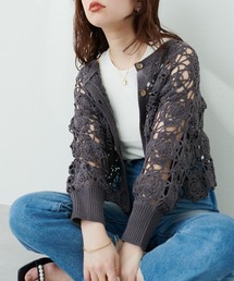 WEB限定/レトロなかぎ針2WAYショートカーディガン