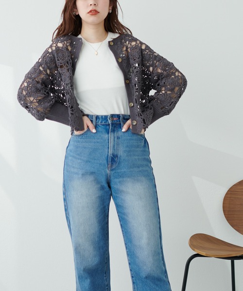 セール】WEB限定/レトロなかぎ針2WAYショートカーディガン