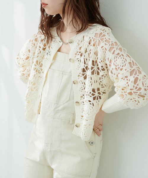 セール】WEB限定/レトロなかぎ針2WAYショートカーディガン