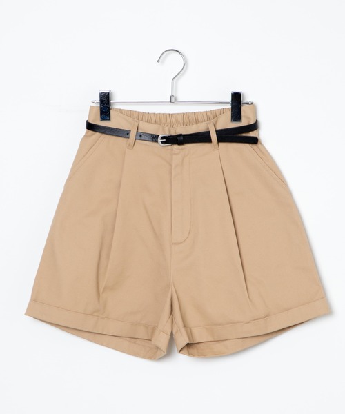 WEGO（ウィゴー）の「WEGO/ベルト付キタックショートパンツ（その他パンツ・レディース・ブラック/ベージュ/オフホワイト・MEDIUM/SMALL）」の20枚目の写真