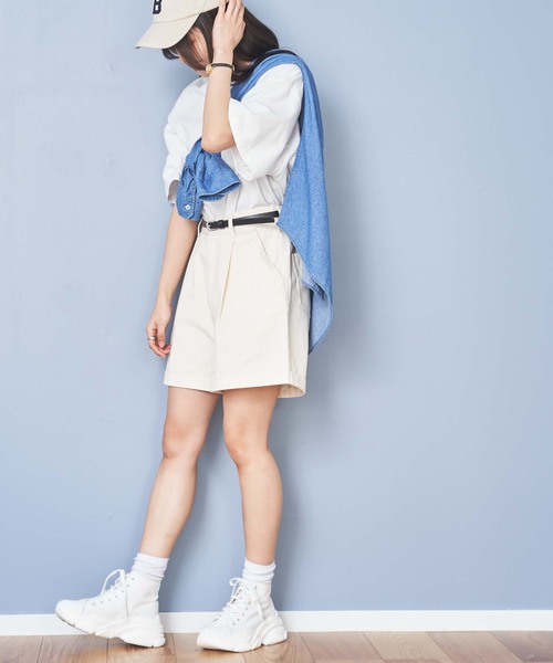 WEGO（ウィゴー）の「WEGO/ベルト付キタックショートパンツ（その他パンツ・レディース・ブラック/ベージュ/オフホワイト・MEDIUM/SMALL）」の14枚目の写真