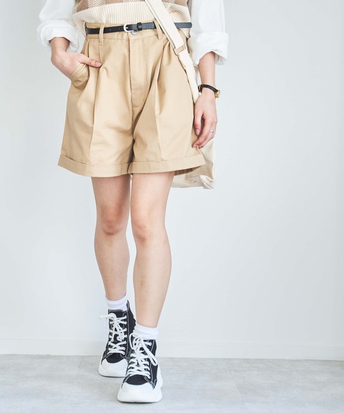 WEGO（ウィゴー）の「WEGO/ベルト付キタックショートパンツ（その他パンツ・レディース・ブラック/ベージュ/オフホワイト・MEDIUM/SMALL）」の22枚目の写真