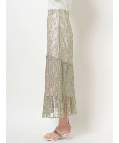 MERCURYDUO（マーキュリーデュオ）の「レースプリーツティアードスカート（スカート・レディース・ミント/ブラウン/アイボリー・MEDIUM/SMALL）」の12枚目の写真