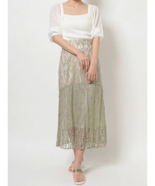 MERCURYDUO（マーキュリーデュオ）の「レースプリーツティアードスカート（スカート・レディース・ミント/ブラウン/アイボリー・MEDIUM/SMALL）」の17枚目の写真