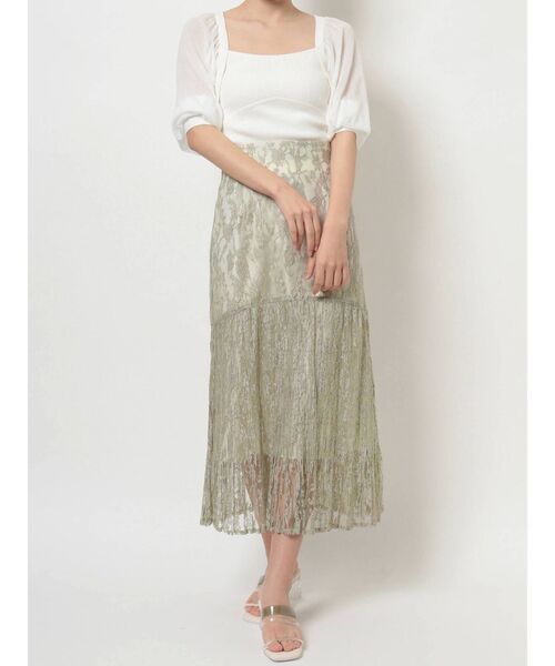 MERCURYDUO（マーキュリーデュオ）の「レースプリーツティアードスカート（スカート・レディース・ミント/ブラウン/アイボリー・MEDIUM/SMALL）」の20枚目の写真
