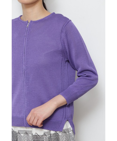 human woman（ヒューマンウーマン）の「◆ミドルゲージギマカーディガン（カーディガン/ボレロ・レディース・グレー/グレー系その他/グリーン/オレンジ・MEDIUM/LARGE）」の6枚目の写真