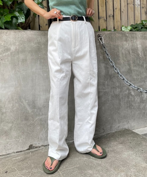 CIAOPANIC(チャオパニック)の「脚長効果バツグン、カラーツイルチノパンツ(その他パンツ・レディース・オフホワイト/サックスブルー/ピンク/イエロー・SMALL/MEDIUM)」の2枚目の写真