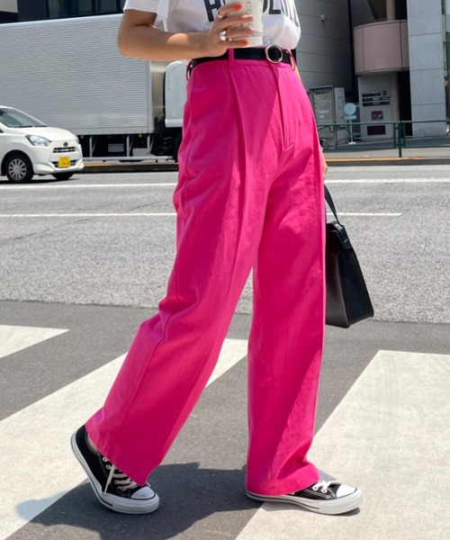 CIAOPANIC(チャオパニック)の「脚長効果バツグン、カラーツイルチノパンツ(その他パンツ・レディース・オフホワイト/サックスブルー/ピンク/イエロー・SMALL/MEDIUM)」の4枚目の写真