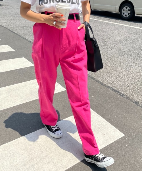 CIAOPANIC(チャオパニック)の「脚長効果バツグン、カラーツイルチノパンツ(その他パンツ・レディース・オフホワイト/サックスブルー/ピンク/イエロー・SMALL/MEDIUM)」の9枚目の写真