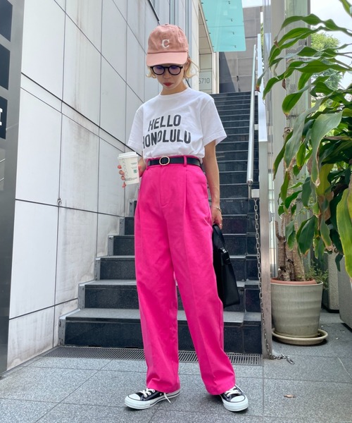 CIAOPANIC(チャオパニック)の「脚長効果バツグン、カラーツイルチノパンツ(その他パンツ・レディース・オフホワイト/サックスブルー/ピンク/イエロー・SMALL/MEDIUM)」の18枚目の写真