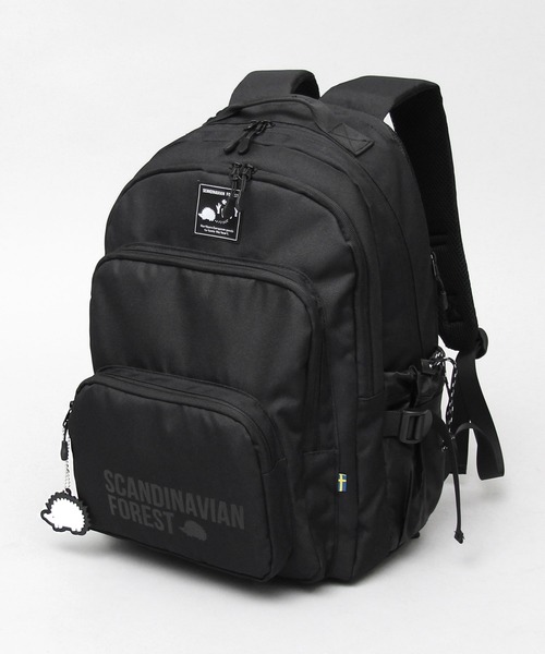 SCANDINAVIAN FOREST(スカンジナビアン・フォレスト)の「SCANDINAVIAN FOREST / スカンジナビアンフォレスト / ポリエステル ロゴプリント デイパック / バックパック / ハリネズミ / 大きめ / ラバーチャーム付き(バックパック/リュック・レディース・ブラック・FREE)」の3枚目の写真