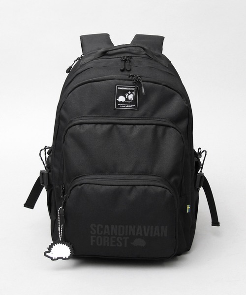 SCANDINAVIAN FOREST(スカンジナビアン・フォレスト)の「SCANDINAVIAN FOREST / スカンジナビアンフォレスト / ポリエステル ロゴプリント デイパック / バックパック / ハリネズミ / 大きめ / ラバーチャーム付き(バックパック/リュック・レディース・ブラック・FREE)」の4枚目の写真