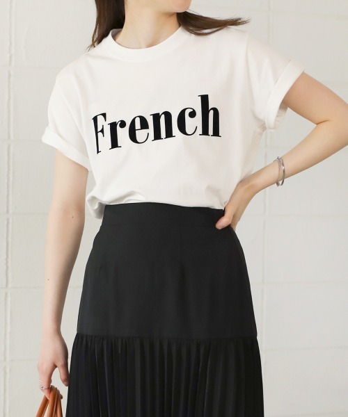 Bab(バブ)の「FrenchフロッキーロゴTee(Tシャツ/カットソー・レディース・ベージュ/オフホワイト/チャコールグレー/ホワイト系・FREE)」の20枚目の写真