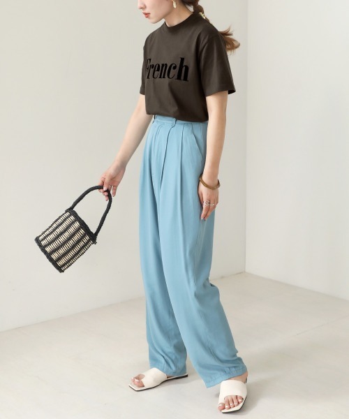 Bab(バブ)の「FrenchフロッキーロゴTee(Tシャツ/カットソー・レディース・ベージュ/オフホワイト/チャコールグレー/ホワイト系・FREE)」の21枚目の写真
