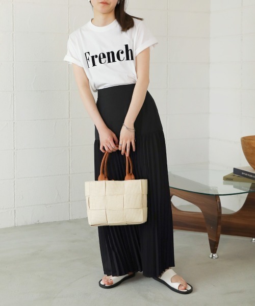 Bab(バブ)の「FrenchフロッキーロゴTee(Tシャツ/カットソー・レディース・ベージュ/オフホワイト/チャコールグレー/ホワイト系・FREE)」の11枚目の写真