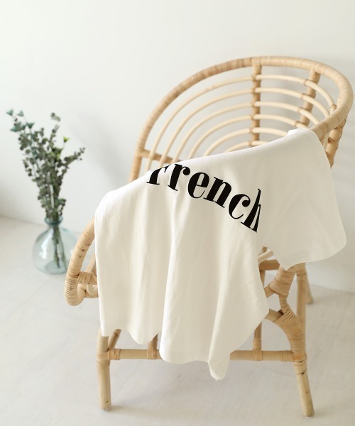 Bab(バブ)の「FrenchフロッキーロゴTee(Tシャツ/カットソー・レディース・ベージュ/オフホワイト/チャコールグレー/ホワイト系・FREE)」の15枚目の写真