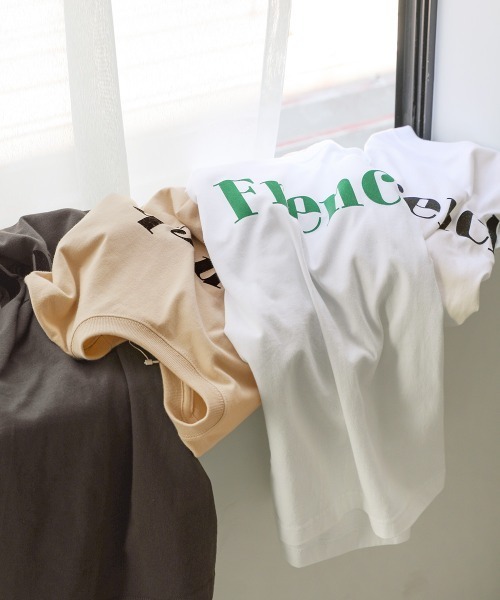 Bab(バブ)の「FrenchフロッキーロゴTee(Tシャツ/カットソー・レディース・ベージュ/オフホワイト/チャコールグレー/ホワイト系・FREE)」の16枚目の写真