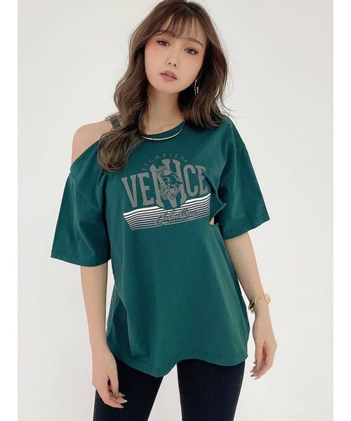 GYDA(ジェイダ)の「ESCAPISM CUTデザインTシャツ(Tシャツ/カットソー・レディース・オフホワイト/ブラック/ベージュ/グリーン・FREE)」の14枚目の写真