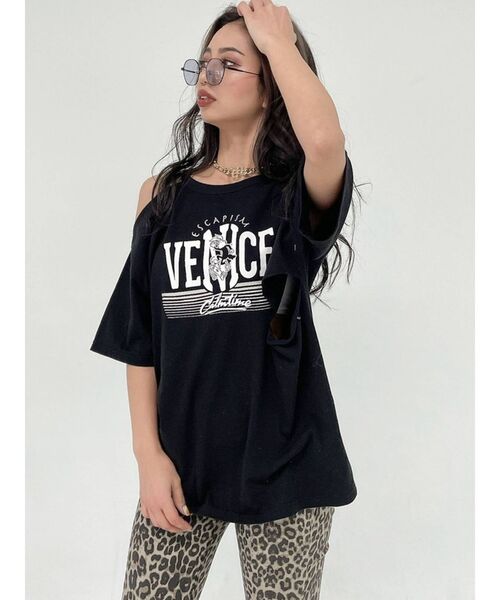 GYDA(ジェイダ)の「ESCAPISM CUTデザインTシャツ(Tシャツ/カットソー・レディース・オフホワイト/ブラック/ベージュ/グリーン・FREE)」の21枚目の写真