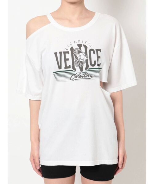 GYDA(ジェイダ)の「ESCAPISM CUTデザインTシャツ(Tシャツ/カットソー・レディース・オフホワイト/ブラック/ベージュ/グリーン・FREE)」の22枚目の写真