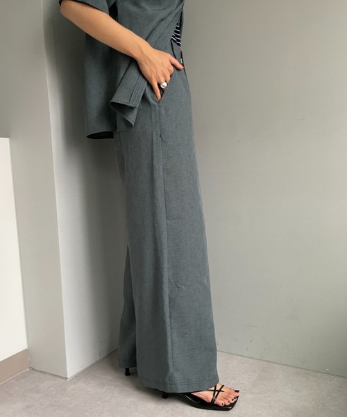 CIAOPANIC（チャオパニック）の「セットアップ可！リネンライクステッチワイドパンツ（その他パンツ・レディース・チャコールグレー/スカイブルー/グリーン・SMALL/MEDIUM）」の5枚目の写真