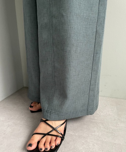 CIAOPANIC（チャオパニック）の「セットアップ可！リネンライクステッチワイドパンツ（その他パンツ・レディース・チャコールグレー/スカイブルー/グリーン・SMALL/MEDIUM）」の10枚目の写真