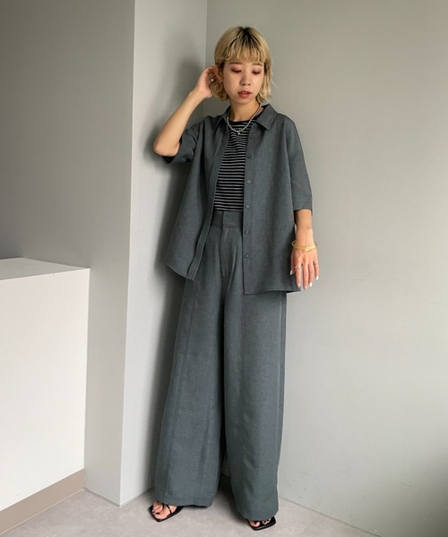 CIAOPANIC（チャオパニック）の「セットアップ可！リネンライクステッチワイドパンツ（その他パンツ・レディース・チャコールグレー/スカイブルー/グリーン・SMALL/MEDIUM）」の17枚目の写真