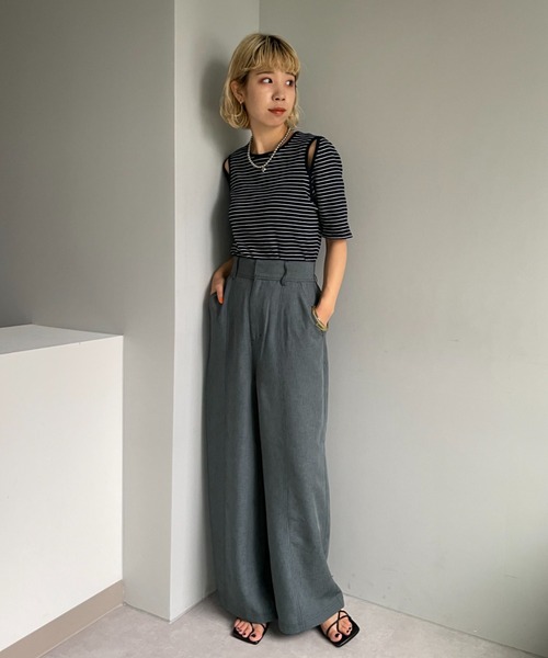 CIAOPANIC（チャオパニック）の「セットアップ可！リネンライクステッチワイドパンツ（その他パンツ・レディース・チャコールグレー/スカイブルー/グリーン・SMALL/MEDIUM）」の20枚目の写真