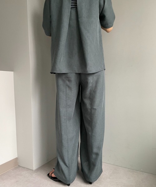 CIAOPANIC（チャオパニック）の「セットアップ可！リネンライクステッチワイドパンツ（その他パンツ・レディース・チャコールグレー/スカイブルー/グリーン・SMALL/MEDIUM）」の8枚目の写真