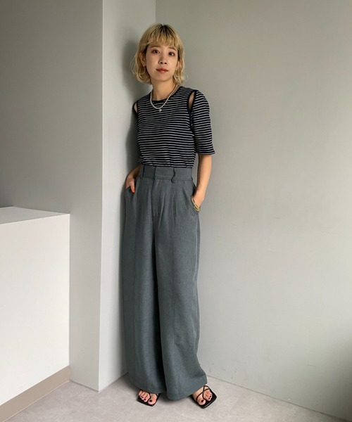 CIAOPANIC（チャオパニック）の「セットアップ可！リネンライクステッチワイドパンツ（その他パンツ・レディース・チャコールグレー/スカイブルー/グリーン・SMALL/MEDIUM）」の19枚目の写真