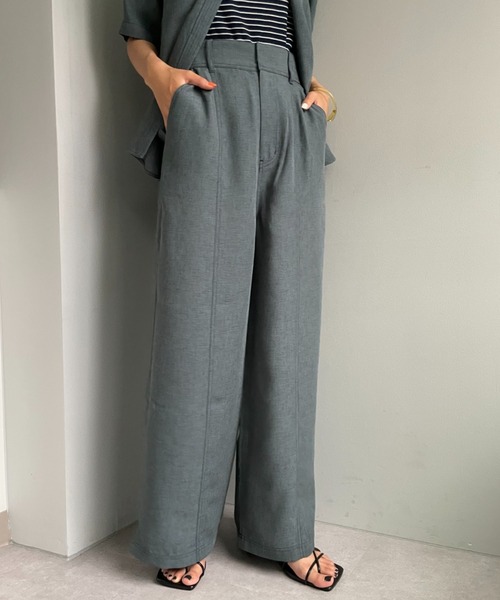 CIAOPANIC（チャオパニック）の「セットアップ可！リネンライクステッチワイドパンツ（その他パンツ・レディース・チャコールグレー/スカイブルー/グリーン・SMALL/MEDIUM）」の7枚目の写真