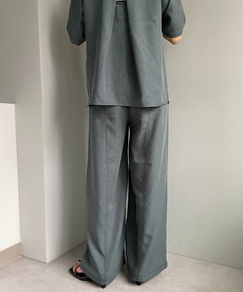 CIAOPANIC（チャオパニック）の「セットアップ可！リネンライクステッチワイドパンツ（その他パンツ・レディース・チャコールグレー/スカイブルー/グリーン・SMALL/MEDIUM）」の9枚目の写真