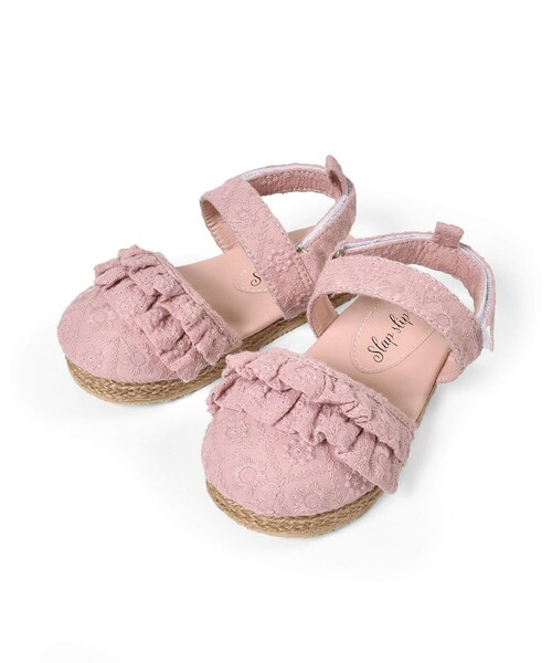 SLAP SLIP（スラップスリップ）の「花柄 刺繍 レース フリル ストラップ サンダル (14~18cm)（サンダル・キッズ・ピンク/ベージュ・15 /17/16/14/18）」の5枚目の写真
