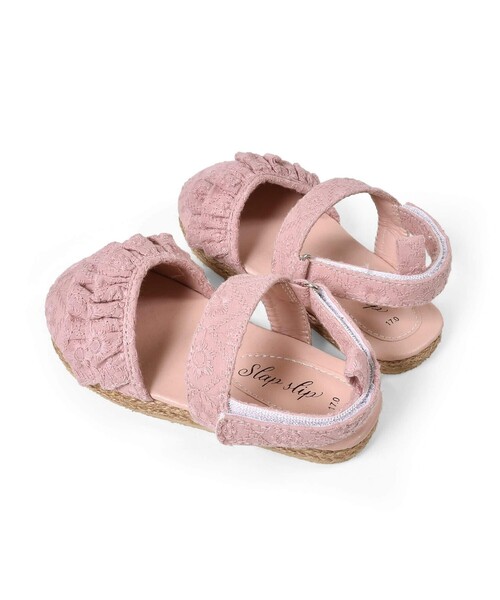 SLAP SLIP（スラップスリップ）の「花柄 刺繍 レース フリル ストラップ サンダル (14~18cm)（サンダル・キッズ・ピンク/ベージュ・15 /17/16/14/18）」の6枚目の写真