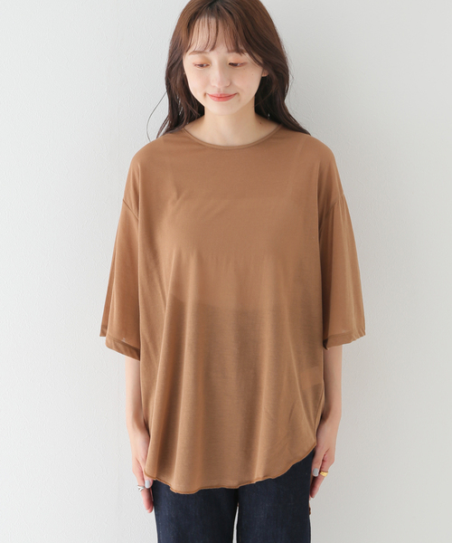 SLOBE IENA(スローブイエナ)の「【OUD/ウード】 シアーTシャツ(Tシャツ/カットソー・レディース・チャコールグレー/オレンジ/ブラウン・FREE)」の22枚目の写真